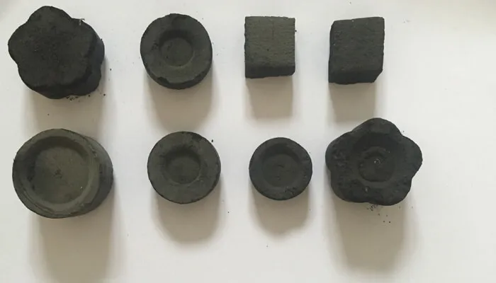 Different shape hookah coals made by shisha charcoal machine