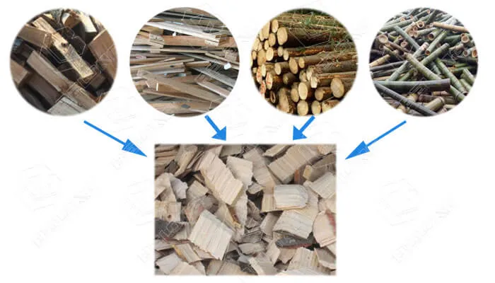 wood chips produced by the drum chipper
