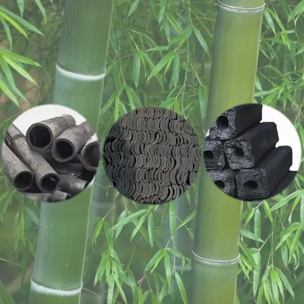 Making charcoal from bamboo wastes