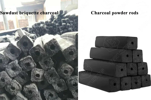 Actual-product-image-of-sawdust-briquette-charcoal-and-charcoal-powder-rod