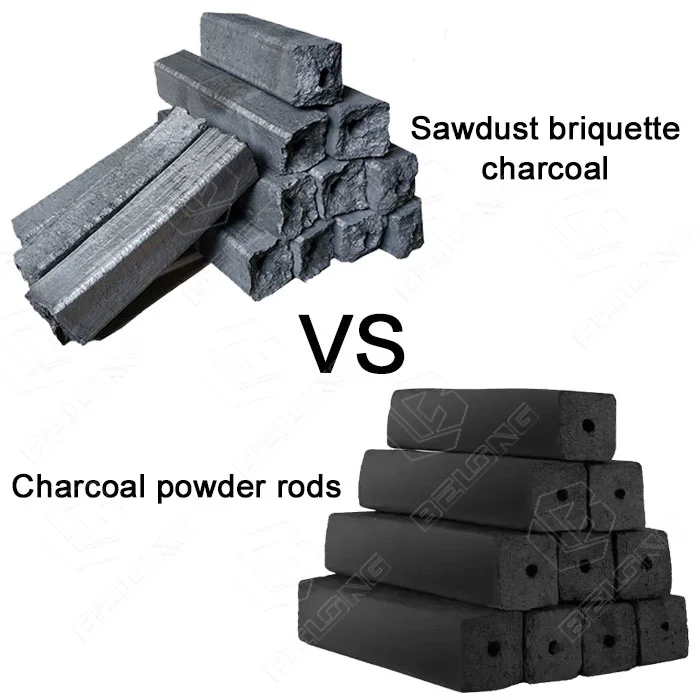 sawdust-briquette-charcoal-vs-charcoal-powder-rods